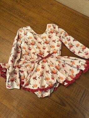 cheeky plum Floral Tutu Leotard in Cream, Rose, and Orange